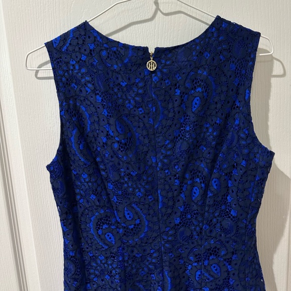 Tommy Hilfiger Blue Lace Overlay Sleeveless Sheath Dress - Picture 5 of 6